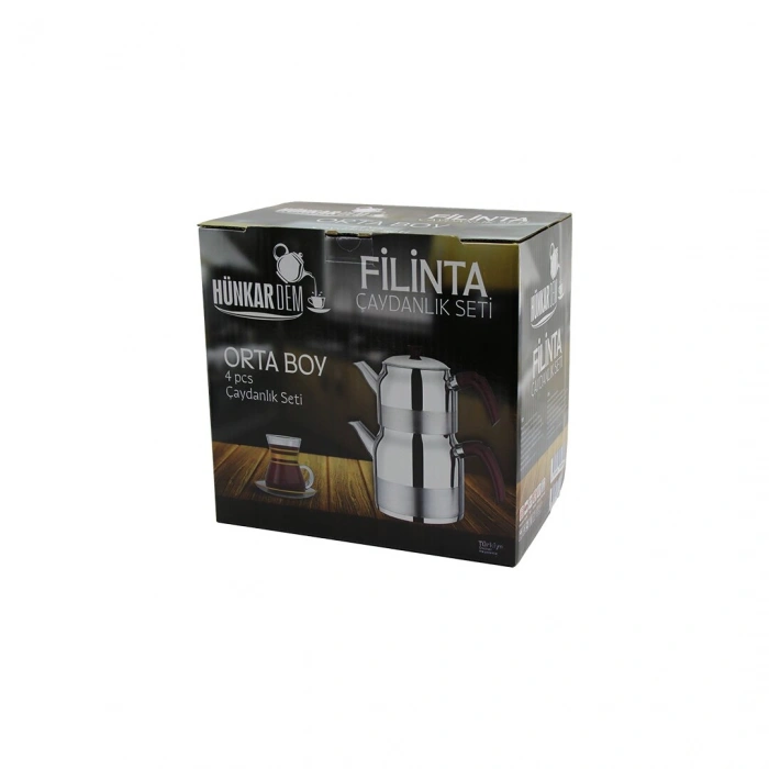 Egonex Hünkardem Filinta ( Orta Boy ) ( Çelik ) Çaydanlık Seti ( Çift Kapaklı ) ( Renkli Bakalit Kulp ) ( Üst Demlik: 1.25lt & Alt Suluk: 2.25lt ) ( Kendinden Süzgeçli )*8
