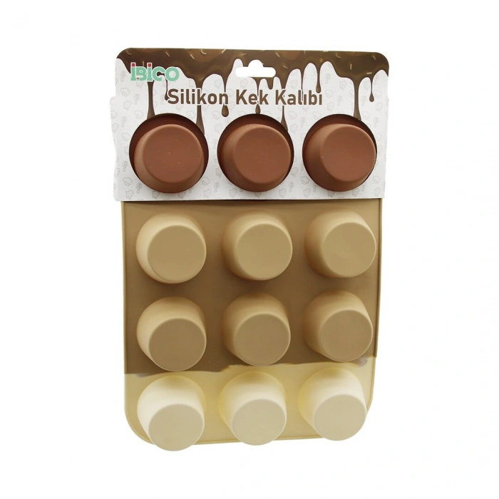Egonex İbico İ22-041 (düz) (12li & Mini ) (silikon) Muffin Kek Kalıp ( Askılıklı )*6x10