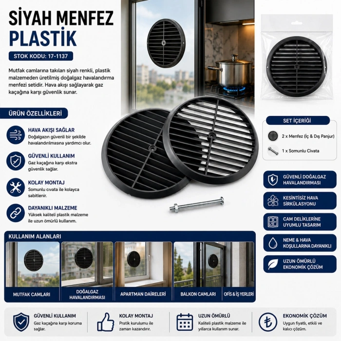 Egonex Krt-1145 Siyah Menfez Plastik*100