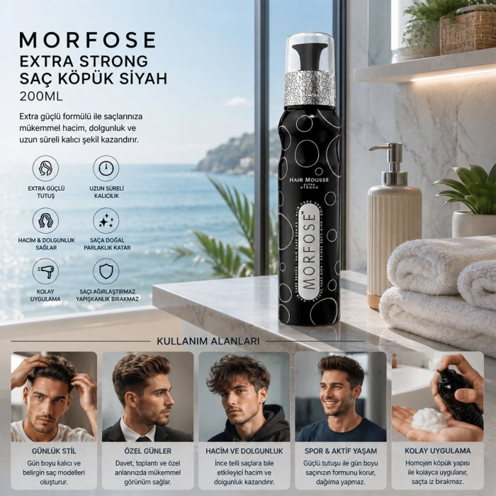 Egonex Morfose ( Siyah ) Extra Strong Strong Saç Köpük Siyah 200ml*12=k