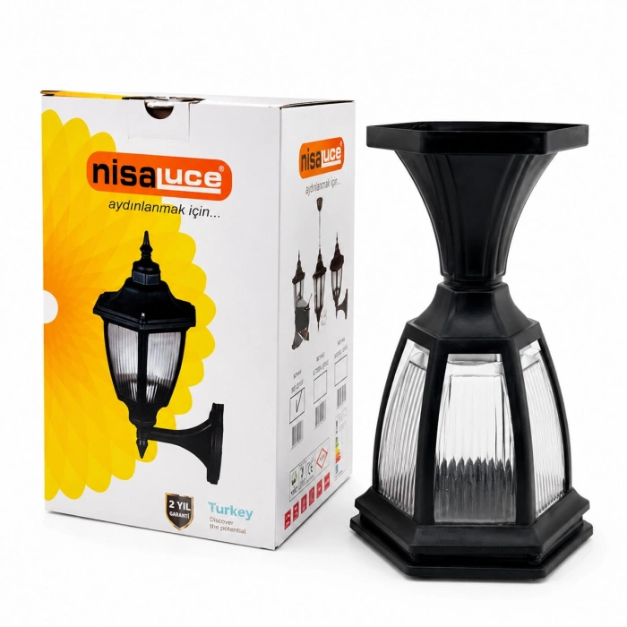 Egonex Nisaluce Ebh01-s ( E27 & Ip44 ) ( Siyah ) ( 60w ) ( Set Üstü ) (bahçe-balkon) Sokak Lambası & Armatür*24