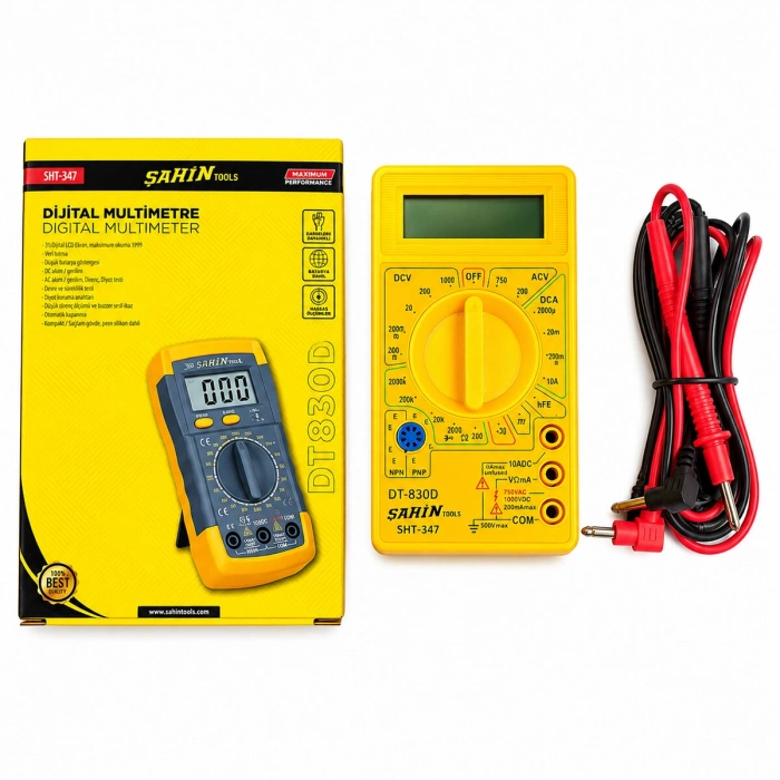 Egonex Şahin Tools Şht-347 Dijital Multimetre (ac/dc Voltaj & Dc Akım & Direnç & Diyot & Kısa Devre & Npn/pnp Ölçüm)*100