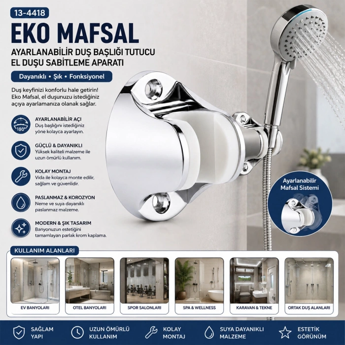 Egonex Tudor Tdr-319 ( Eko İthal ) ( Krom ) Duş Askısı*20x25