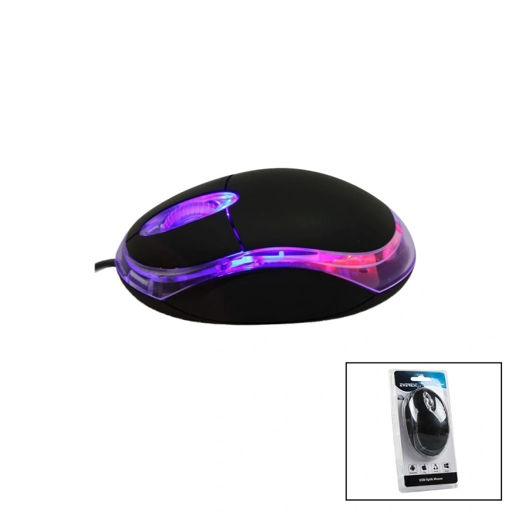 Egonex Everest Km-6809 ( Kablolu Usb & Işıklı ) Siyah Optik Mouse ( 1200 Dpı ) ( Vakumlu Ambalaj ) (110cm Kablo)*100