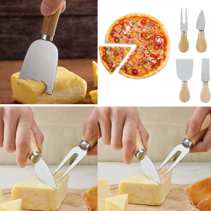 Egonex İbico İ22-400 Cheese Knife Set ( 4pcs ) Peynir Bıçak Seti ( Ahşap Bambu Saplı )*144