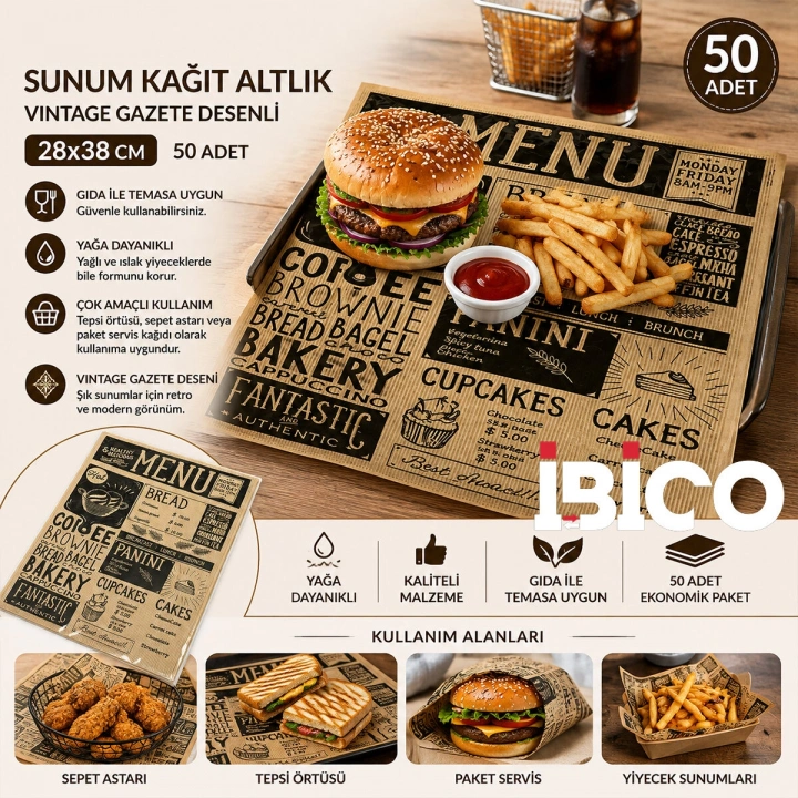 Egonex İbico İ22-464 ( 50pcs ) Sunum Kağıt Altlık ( 28x38cm )*100