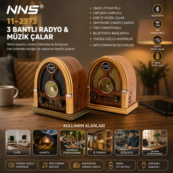 Egonex Nns Ns-7061bt Platoon Pl-4711 ( Usb Şarjlı & Nostalji ) ( Bluetooth ) ( İbreli ) Fm Radyo ( Mp3 Usb & Tf Player ) Speaker*30