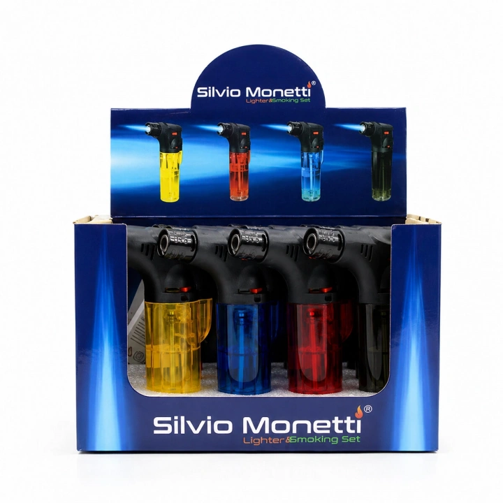 Egonex Silvio Monetti Sm-908p ( Pürmüz & Torch ) ( Nargile & Kamp ) Çakmak ( Doldurulabilir ) ( Ayakda Durabilir )*12x12