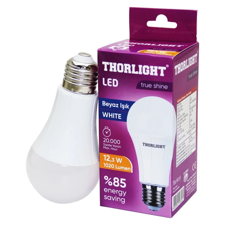 Egonex Thorlıght A-6012b ( 12.3w ) E27 Beyaz Led Ampul*10x6