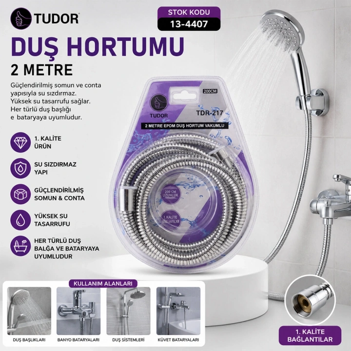 Egonex Tudor Tdr-217 Duş Hortumu ( 200cm ) ( Vakumlu Ambalaj )*50