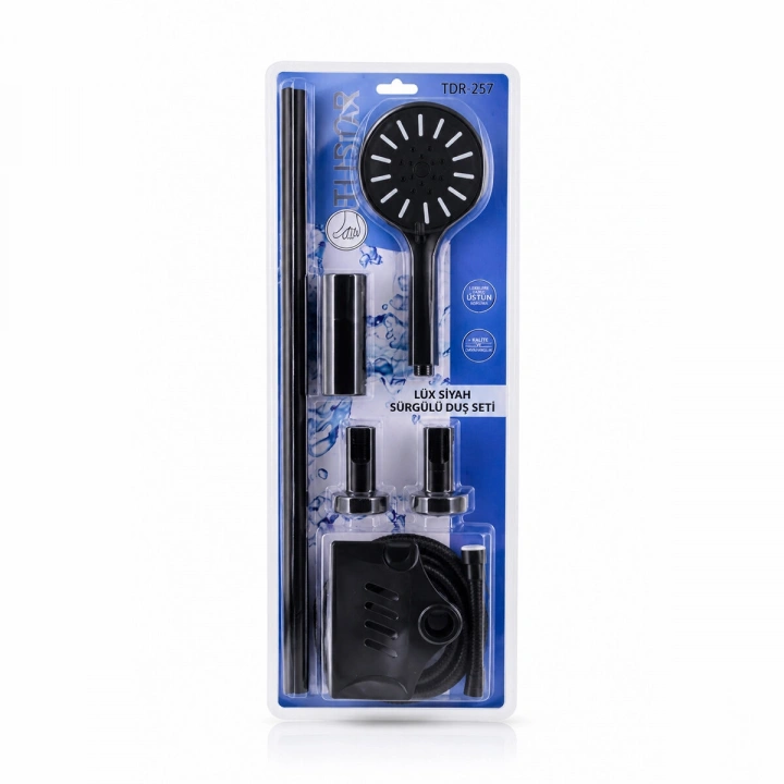 Egonex Tudor Tdr-257 ( Vakumlu & Siyah ) Lüx Sürgülü Duş Seti*25