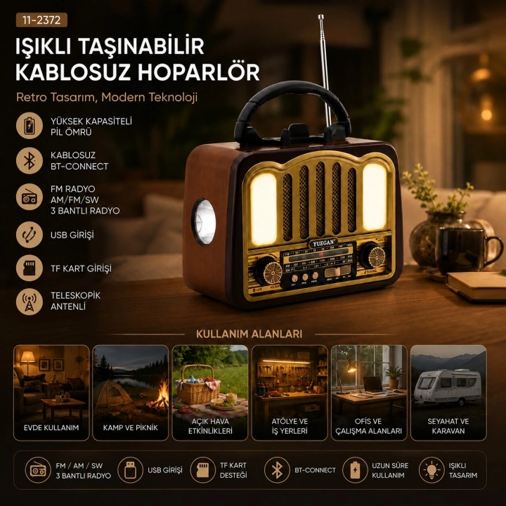 Egonex Yuegan Platoon Pl-4702 ( Şarjlı & Nostalji ) ( Bluetooth ) ( İbreli ) Fm Radyo ( Mp3 Usb & Tf Player ) Speaker*30