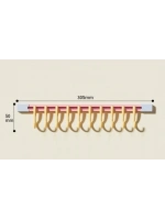 10 Kancalı Raylı Mutfak ve Banyo Düzenleyici Askı 30 cm