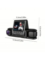 1080p Üçlü Lens Araba Dash Cam Dashcam Ön İç & Arka Hd Araba Dvr 120 ° Açı Döngü Kaydı Yerçekimi Sensörü