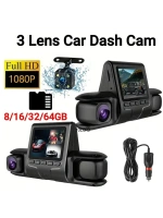 1080p Üçlü Lens Araba Dash Cam Dashcam Ön İç & Arka Hd Araba Dvr 120 ° Açı Döngü Kaydı Yerçekimi Sensörü