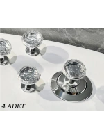 4 Adet Kristal Tasarımlı Çok Amaçlı Yapışkanlı Tutacak Buton