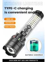 Güçlü Taktik Led El Feneri Paweınuo Sdt53 – 3800lm, 35w, Yan Cob Aydınlatma Ve Type-c Şarj Özelliğine Sahip
