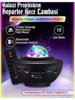 Yıldızlı Projektör Tavan Bulutsu Galaxy Lazer Işıklı Disko Topu Bluetooth Hoparlör Parti Led Lambası