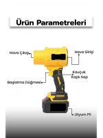 Gold Orion 21V Kablosuz Hava Üfleyici | 32.000RPM Turbo Fan, 12.000mAh Batarya, Bahçe & Araç Kurutma / Sarı