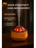 Egonex Ahşap Odun Ateşi Tasarımlı Hava Nemlendiricisi-Buhar Makinası-Aroma Difüzörü Led Işık Volkanik Alev 300ml