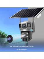Solar Güneş Enerjili Çift Lens Dış Mekan Güvenlik Kamerası