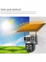 Solar Güneş Enerjili Çift Lens Dış Mekan Güvenlik Kamerası