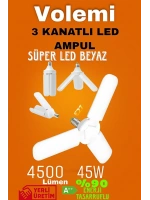 Volemi Pervane LED Ampül 3 Kanatlı 220V 45W 4500 Lümen Beyaz E27
