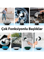 Egonex 9u 1 Arada Çok Amaçlı Kablosuz Şarjlı Temizlik Fırçası IP67 Yıkanabilir Başlık