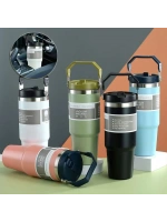 900 ml Taşıma Kulplu Paslanmaz Çelik Termos Mug Bardak