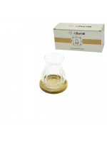 Barotti Dmr-9156 ( 6pcs ) ( Bambu Tabaklı ) Cam Çay Keyfi Ala Bardak*24=k