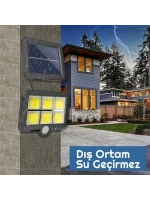 Egonex 120 Cob Led Solar Panel Güneş Enerjili 3 Mod Duvar Lambası