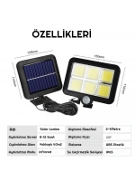 Egonex 120 Cob Led Solar Panel Güneş Enerjili 3 Mod Duvar Lambası