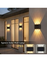 Egonex 6 Ledli Solar Çift Taraflı Duvar Lambası Güneş Enerjili Aydınlatma Dekorasyon Aplik Işık