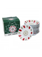 Egonex Aslan-142k ( Lüx ) ( Kırmızı Beyaz ) ( Melamin ) Çay Tabak*12x24