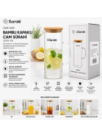Egonex Barotti Dmr-9039 ( Bambu Kapaklı ) Cam Sürahi & Borosilikat ( 1200ml )*12=k