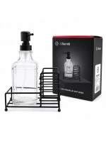 Egonex Barotti Dmr-9779 ( Cam Şişe & 500ml ) ( Siyah Metal Stand & Siyah Pompa ) Sıvı Sabunluk Seti*24