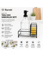Egonex Barotti Dmr-9779 ( Cam Şişe & 500ml ) ( Siyah Metal Stand & Siyah Pompa ) Sıvı Sabunluk Seti*24