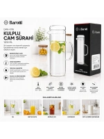Egonex Barotti Dmr-9795 ( Cam Kapaklı & Düz ) Cam Sürahi & Borosilikat ( 1200ml )*12=k
