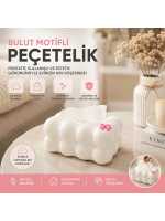 Egonex Barotti Dmr-9915 ( 19x12.5x8.5cm ) ( Beyaz ) ( Yaylı ) ( Masaüstü ) ( Bubble ) Dekoratif Bulut Peçetelik*70