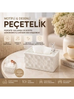 Egonex Barotti Dmr-9916 ( 18.4x12.5x9cm ) ( Beyaz ) ( Yaylı ) ( Masaüstü ) Dekoratif Dikdörtgen Peçetelik*60