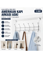 Egonex Demirbüken F.a-05 ( Krom & Bilyeli) ( 6 Kollu ) Amerikan Kapı Arkası Askı*5x14