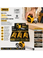 Egonex Dmax Dmx-4776 ( 3mt X 16mm ) ( Otomatik ) Çelik Şerit Metre ( Stoplu )*12x12
