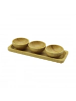 Egonex Dmr Home Dmr-8481 ( 3pcs & Sunum Tepsili ) ( Mini & Çap: 6cm ) Ahşap Bambu Lokumluk & Çerezlik Kase*100