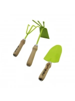 Egonex Eltos Ebs-003 ( 3pcs ) Bahçe Hobi Seti ( Renkli Metal ) ( Çift Başlı Çapa & 3 Dişli Tırmık & Kürek ) (ahşap Saplı)*20