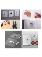 Egonex Enfa Enf-358 ( 4 Pcs ) Askı ( Tek Düğme=mika Kristal Plastik ) Askı ( Şeffaf Pvc Yapışkanlı Montaj )*100x10