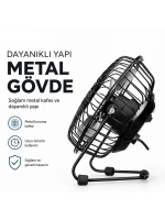 Egonex Everest Efn-482 ( Usb Sarjlı & Metal Gövde ) ( 14.5x7.5x15cm ) Mini Masaüstü Fan & Vantilatör*24