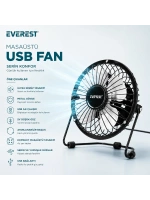 Egonex Everest Efn-482 ( Usb Sarjlı & Metal Gövde ) ( 14.5x7.5x15cm ) Mini Masaüstü Fan & Vantilatör*24