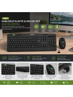 Egonex Everest Km-2620 ( Kablosuz ) Klavye & Mouse Seti ( Siyah ) ( Usb & Sessiz & Switch ) ( Q Klavye )*20