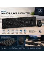Egonex Everest Km-510 ( Kablosuz ) Multimedia Klavye & Mouse Seti ( Siyah ) ( Q Klavye )*10