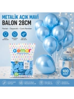 Egonex Gemar Gm-110-35 ( Metalik & Açık Mavi ) Balon ( 11 & 28cm & 100pcs )*1x50